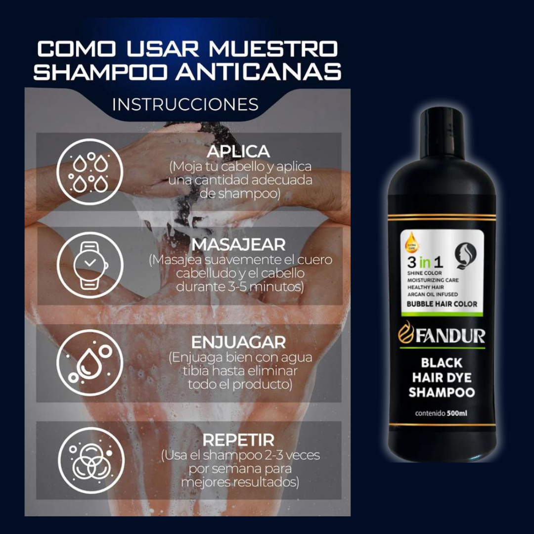 SHAMPOO 3 EN 1 CUBRE CANAS SIN QUIMICOS FANDUR®︎ 500 ML ORIGINAL