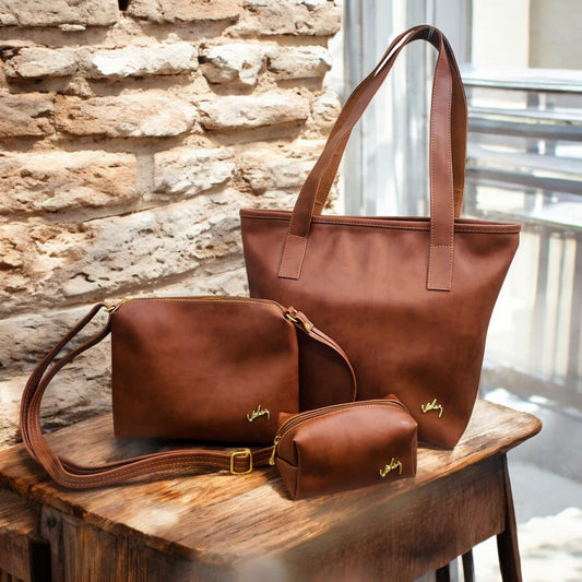 👜 Trío Bolsos en Cuero Forever 👜 + Guia Gratis para Cuidar tus Productos en Cuero